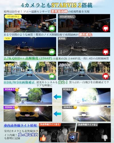 Amazon.co.jp: 4カメラ ドライブレコーダー VANTRUE N5S本体 ＆ 駐車